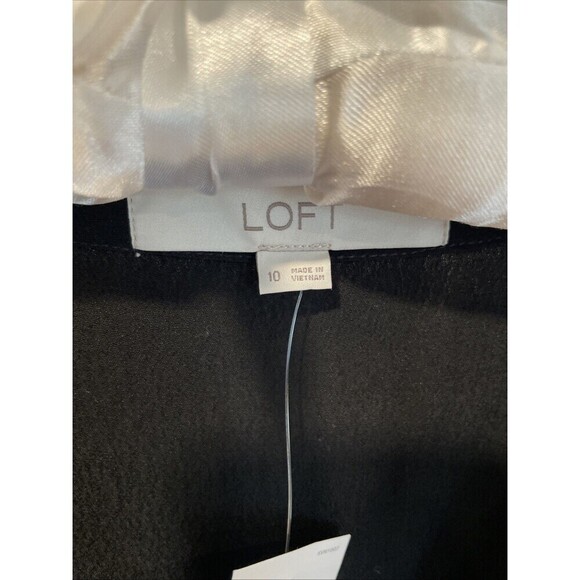 NWT Ann Taylor LOFT Black Button Down Dress flutter Sleeve Midi Size 10 - Picture 6 of 8